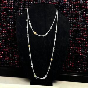 Chic 90s-Inspired Multi-Strand White Beaded Necklace